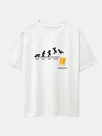 Beer Weekly Evolution Print Drop Shoulder Oversize T-Shirt