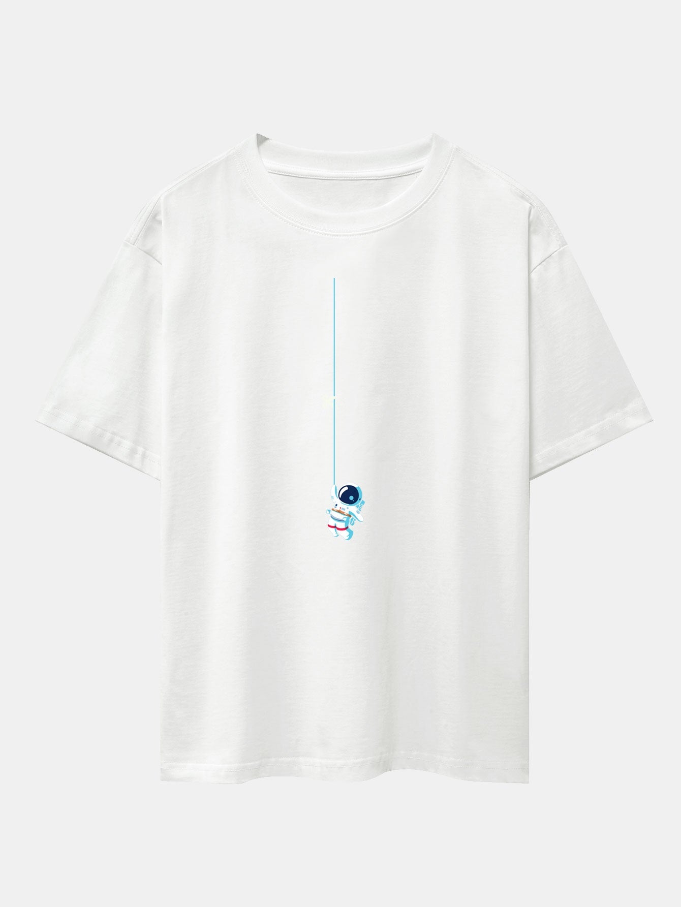 Astronaut On A Rope Print Drop Shoulder Oversize T-Shirt