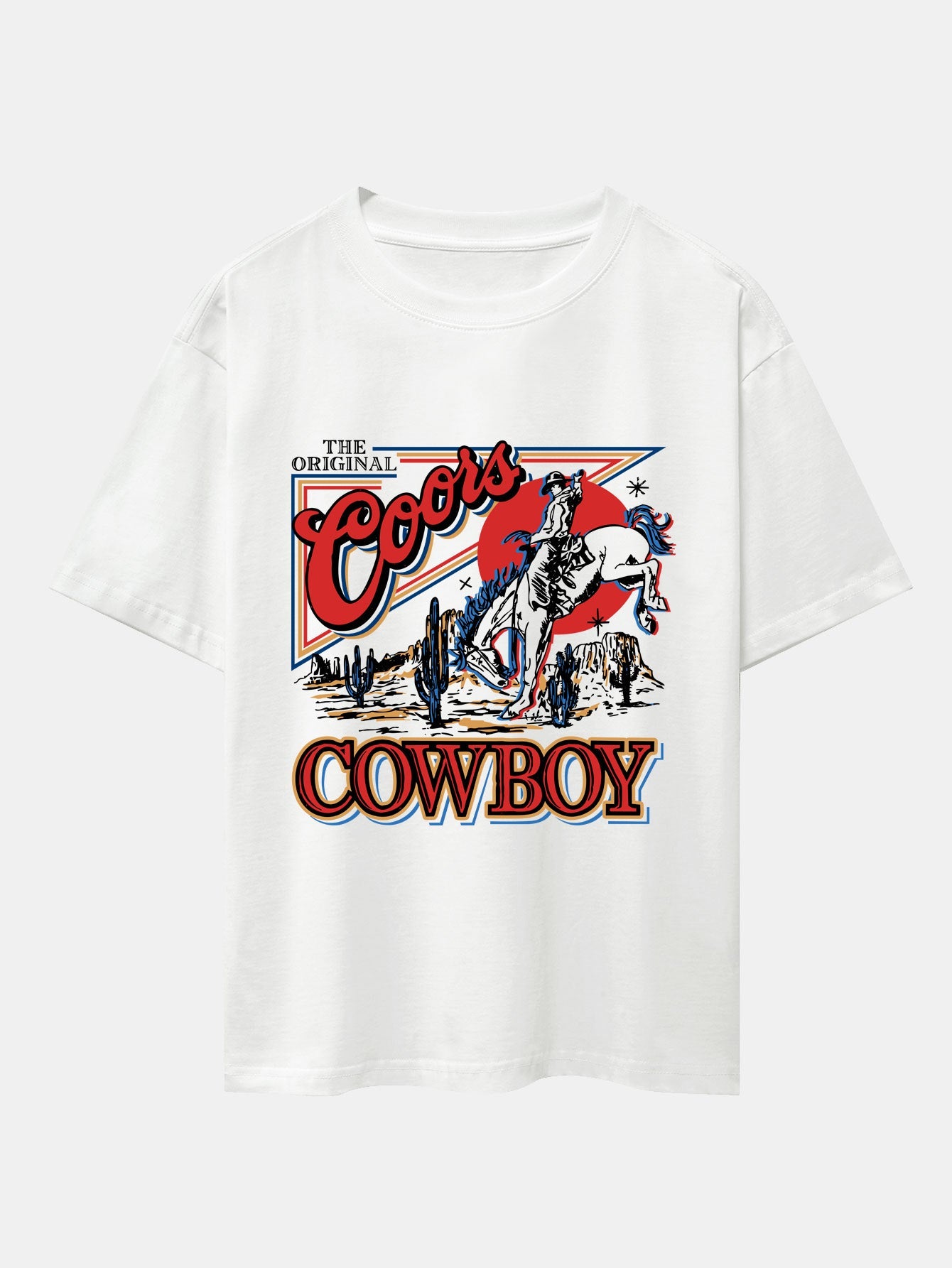Western Cowboy Print Drop Shoulder Oversize T-Shirt