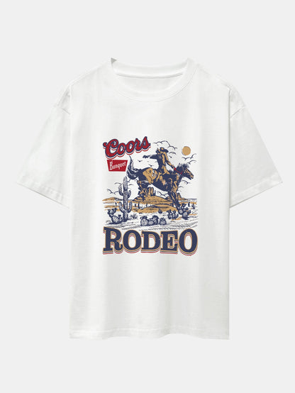 Western Cowboy Print Drop Shoulder Oversize T-Shirt