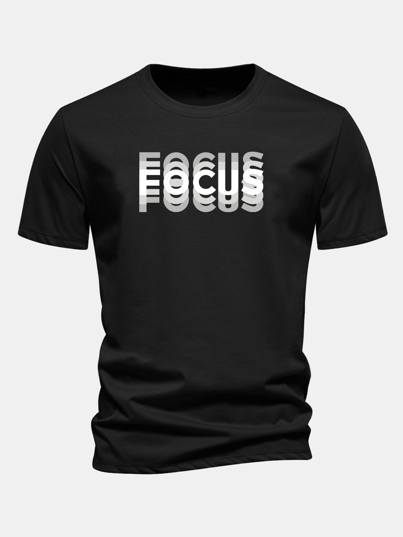 Regular Fit Focus Slogan Print Cotton T-Shirt