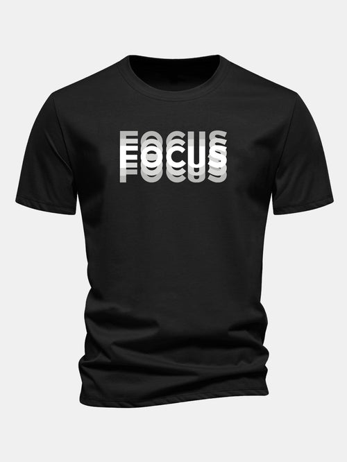 Regular Fit Focus Slogan Print Cotton T-Shirt