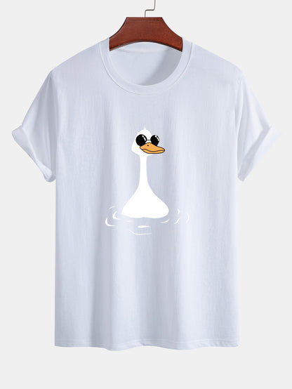 Regular Fit Sunglasses Goose Print Cotton T-Shirt