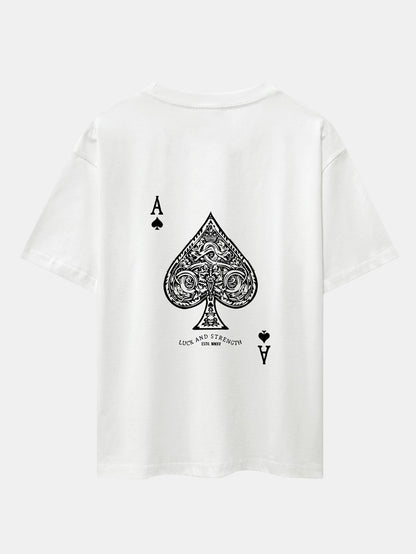 Ace Of Spades Print Drop Shoulder Oversize T-Shirt