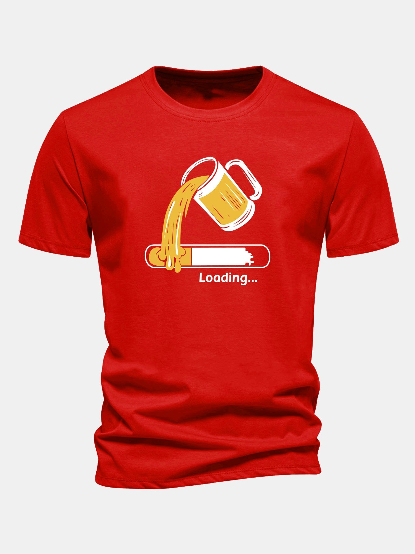 Regular Fit Beer Loading Print Cotton T-Shirt