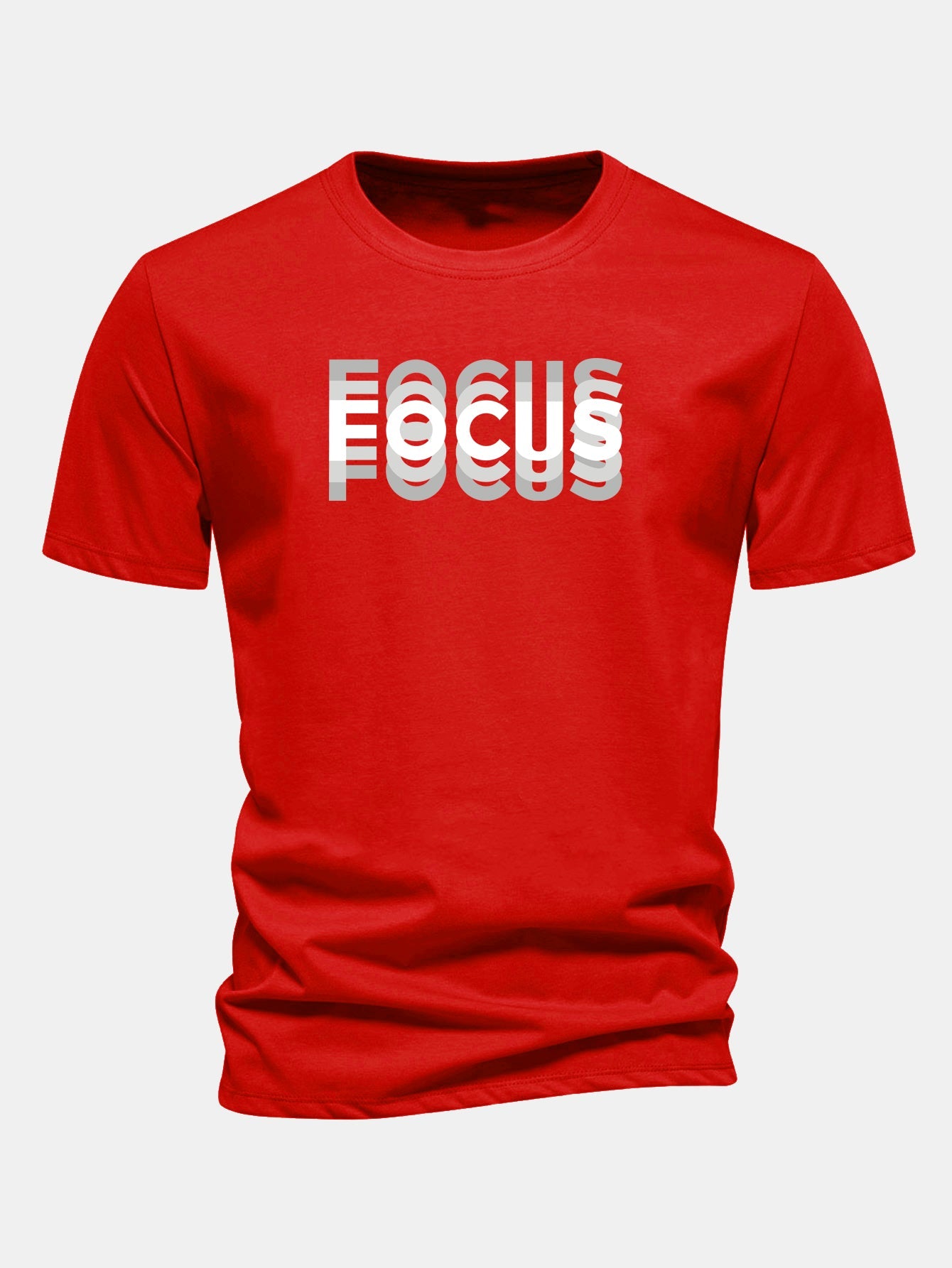 Regular Fit Focus Slogan Print Cotton T-Shirt