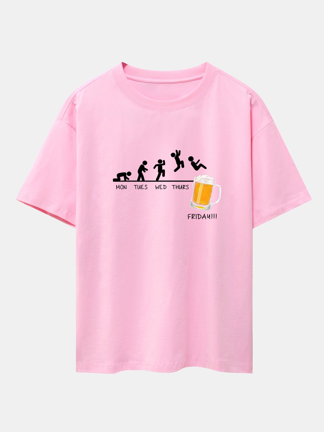 Beer Weekly Evolution Print Drop Shoulder Oversize T-Shirt