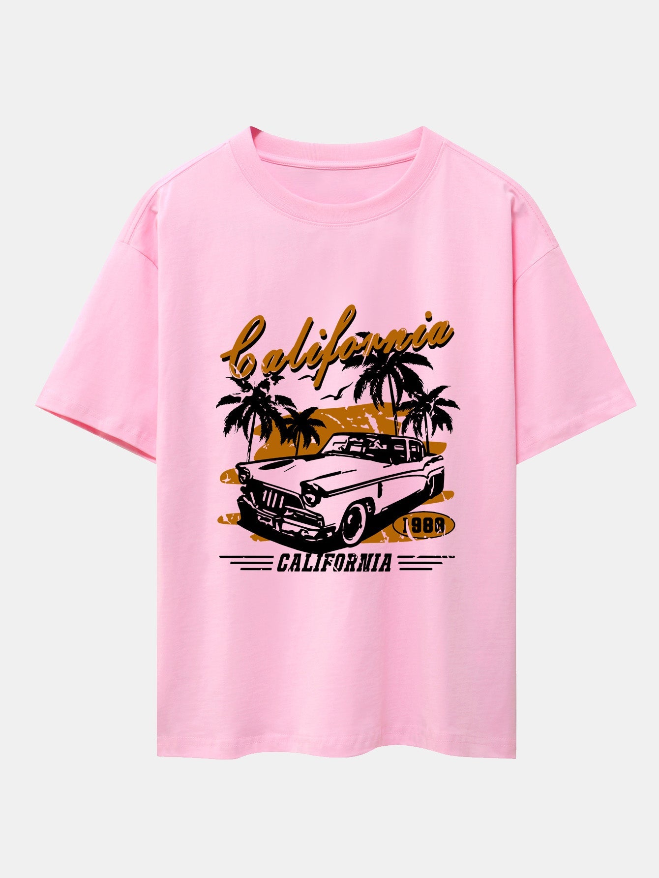 California Car Print Drop Shoulder Oversize T-Shirt