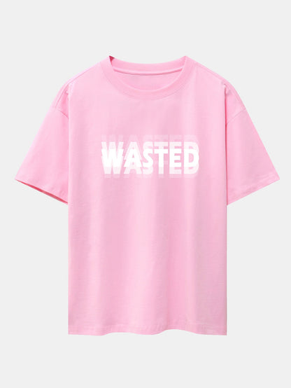 Wasted Print Drop Shoulder Oversize T-Shirt