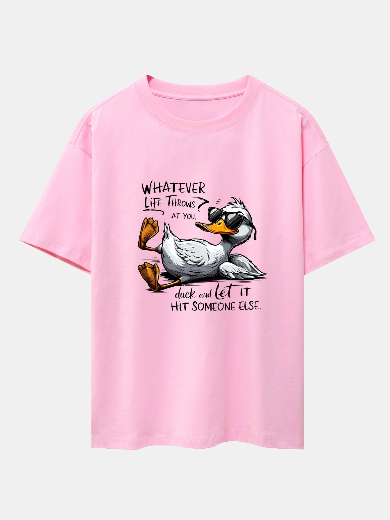 Sunglasses Goose Print Drop Shoulder Oversize T-Shirt