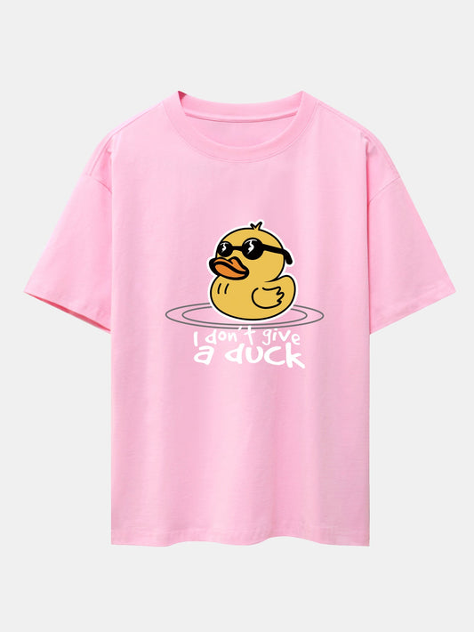 Yellow Duck With Sunglasses Print Drop Shoulder Oversize T-Shirt