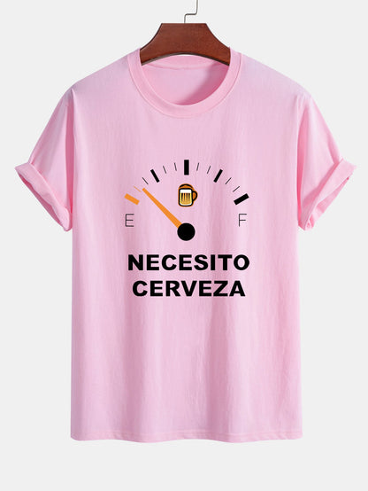 Regular Fit I Need Beer Print Cotton T-Shirt