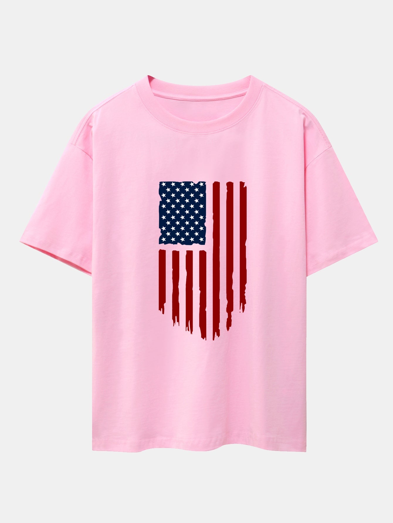American Flag Print Drop Shoulder Oversize T-Shirt
