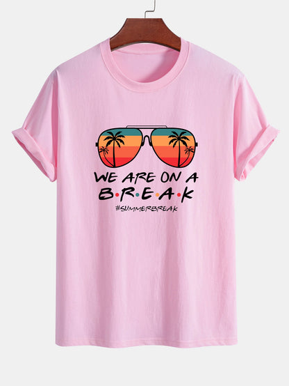 Regular Fit Sunglasses Palm Tree Print Cotton T-Shirt