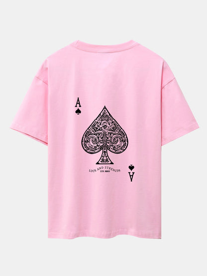 Ace Of Spades Print Drop Shoulder Oversize T-Shirt