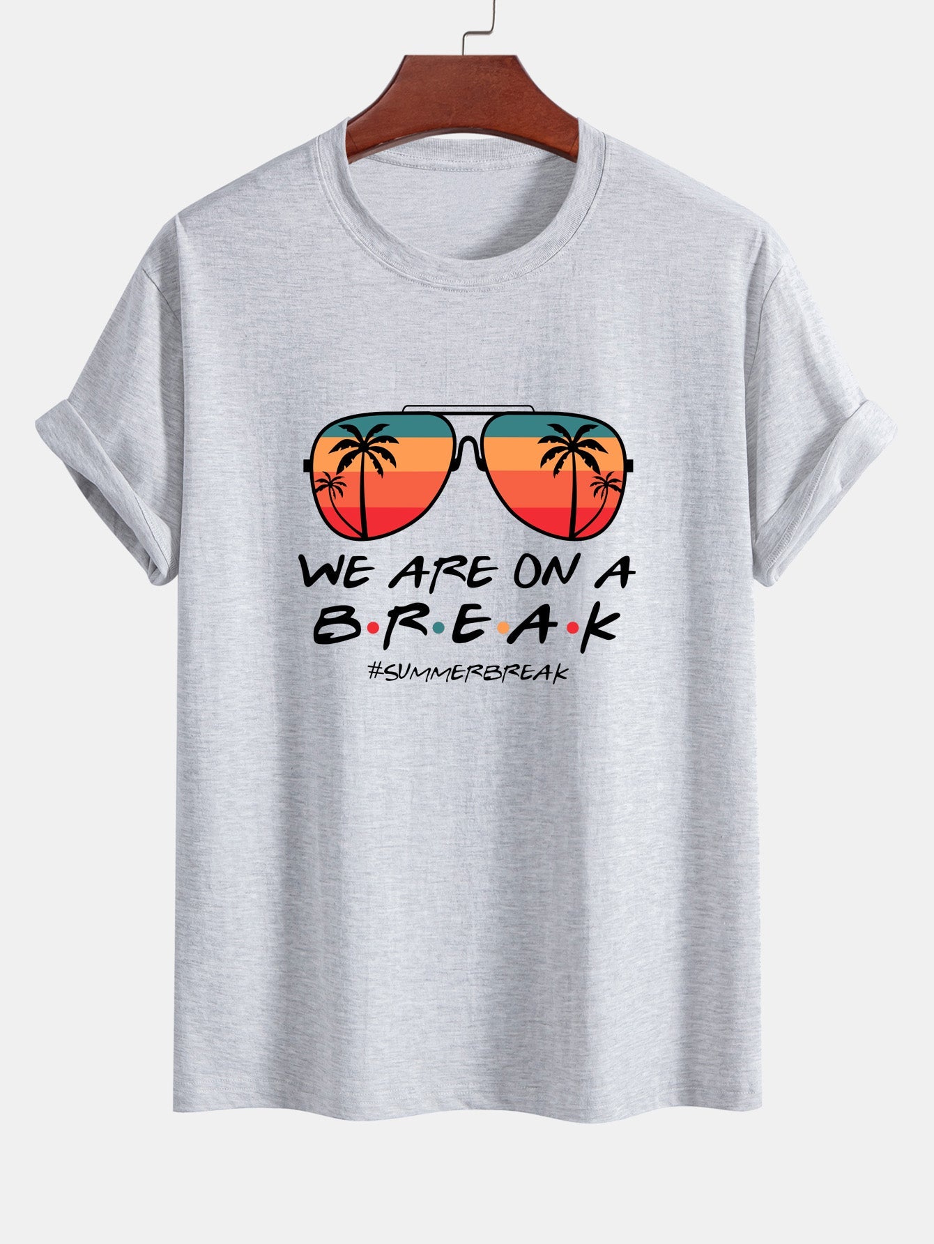 Regular Fit Sunglasses Palm Tree Print Cotton T-Shirt