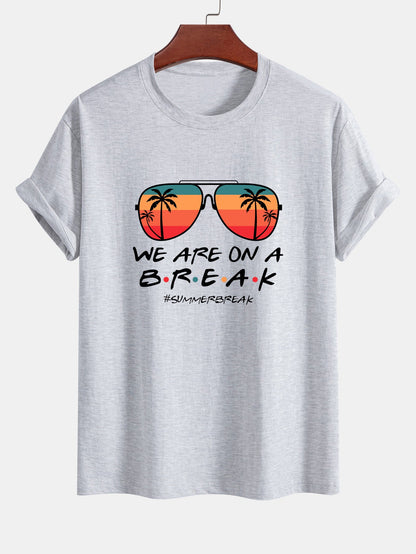 Regular Fit Sunglasses Palm Tree Print Cotton T-Shirt