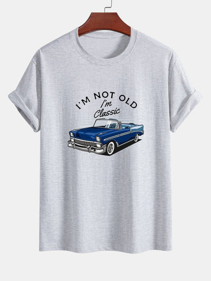 Regular Fit Car Slogan Print Cotton T-Shirt