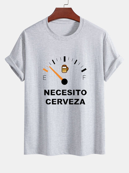 Regular Fit I Need Beer Print Cotton T-Shirt
