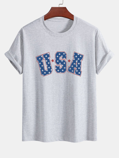 Regular Fit USA Print Cotton T-Shirt