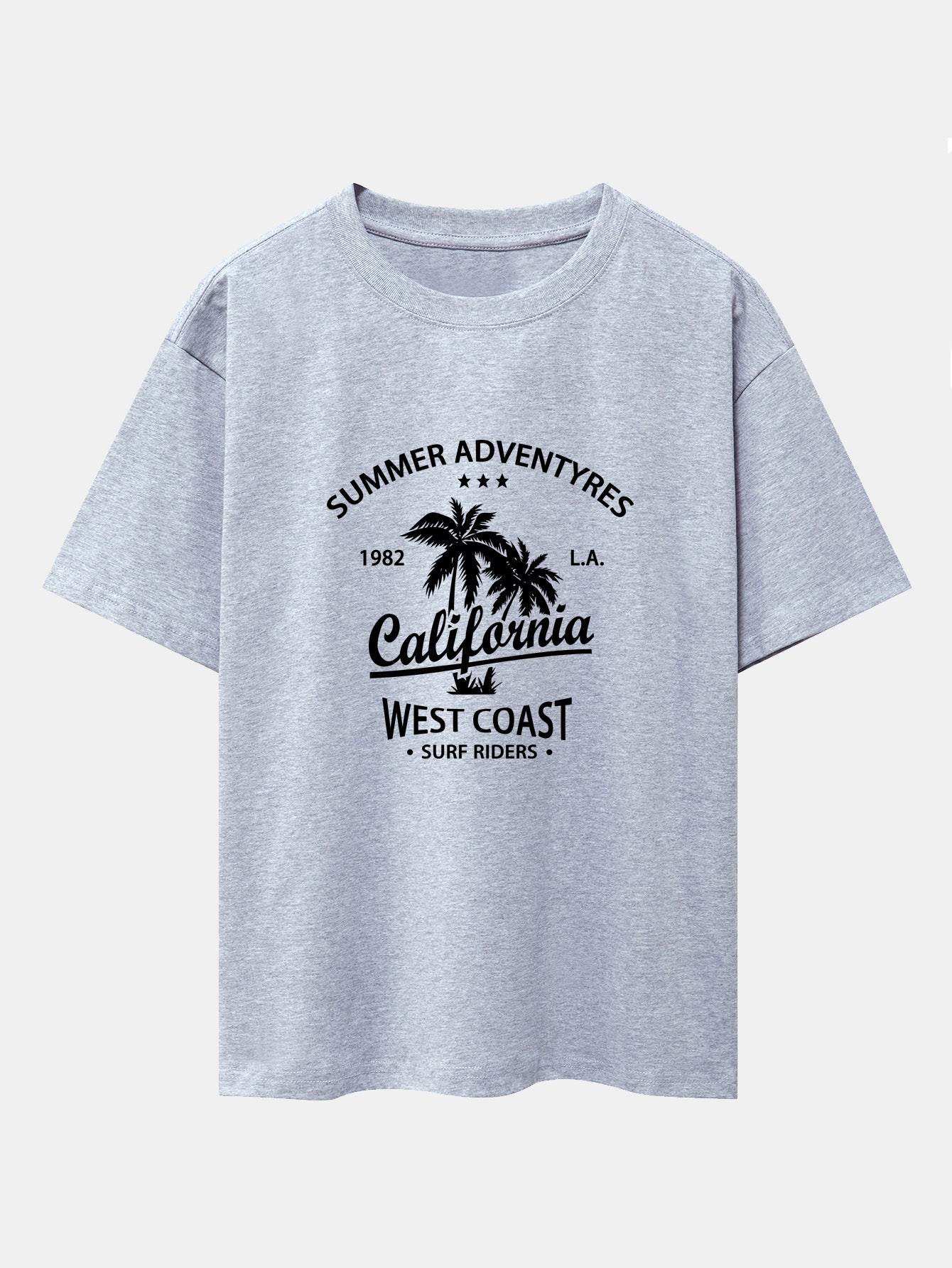 California Palm Tree Print Drop Shoulder Oversize T-Shirt