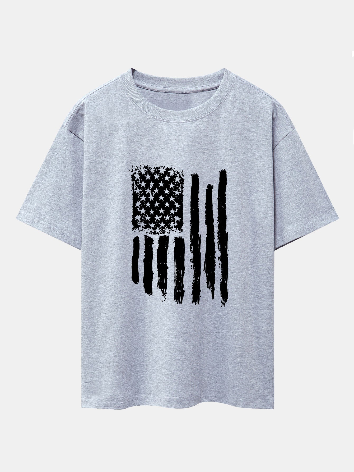 American Flag Print Drop Shoulder Oversize T-Shirt