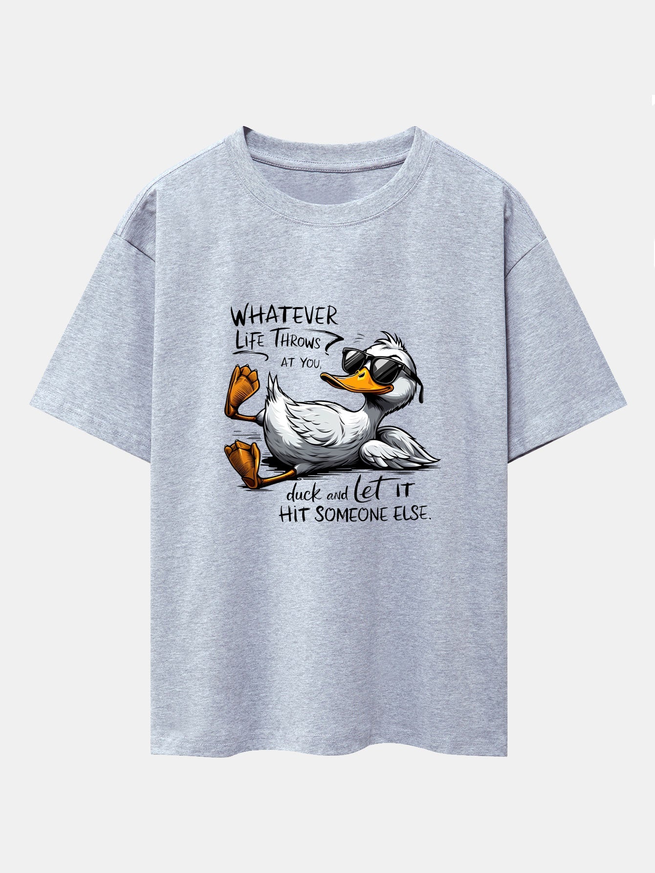 Sunglasses Goose Print Drop Shoulder Oversize T-Shirt