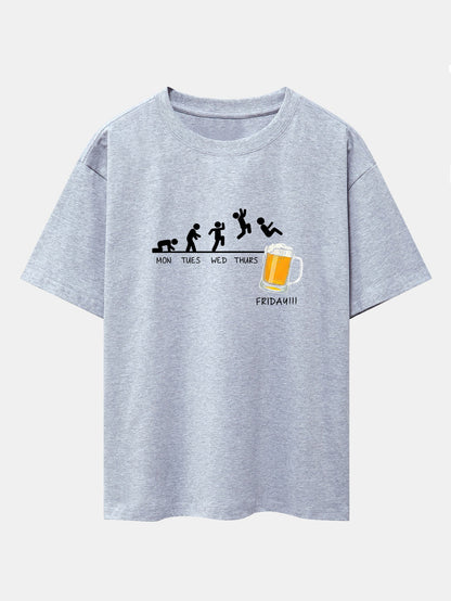 Beer Weekly Evolution Print Drop Shoulder Oversize T-Shirt