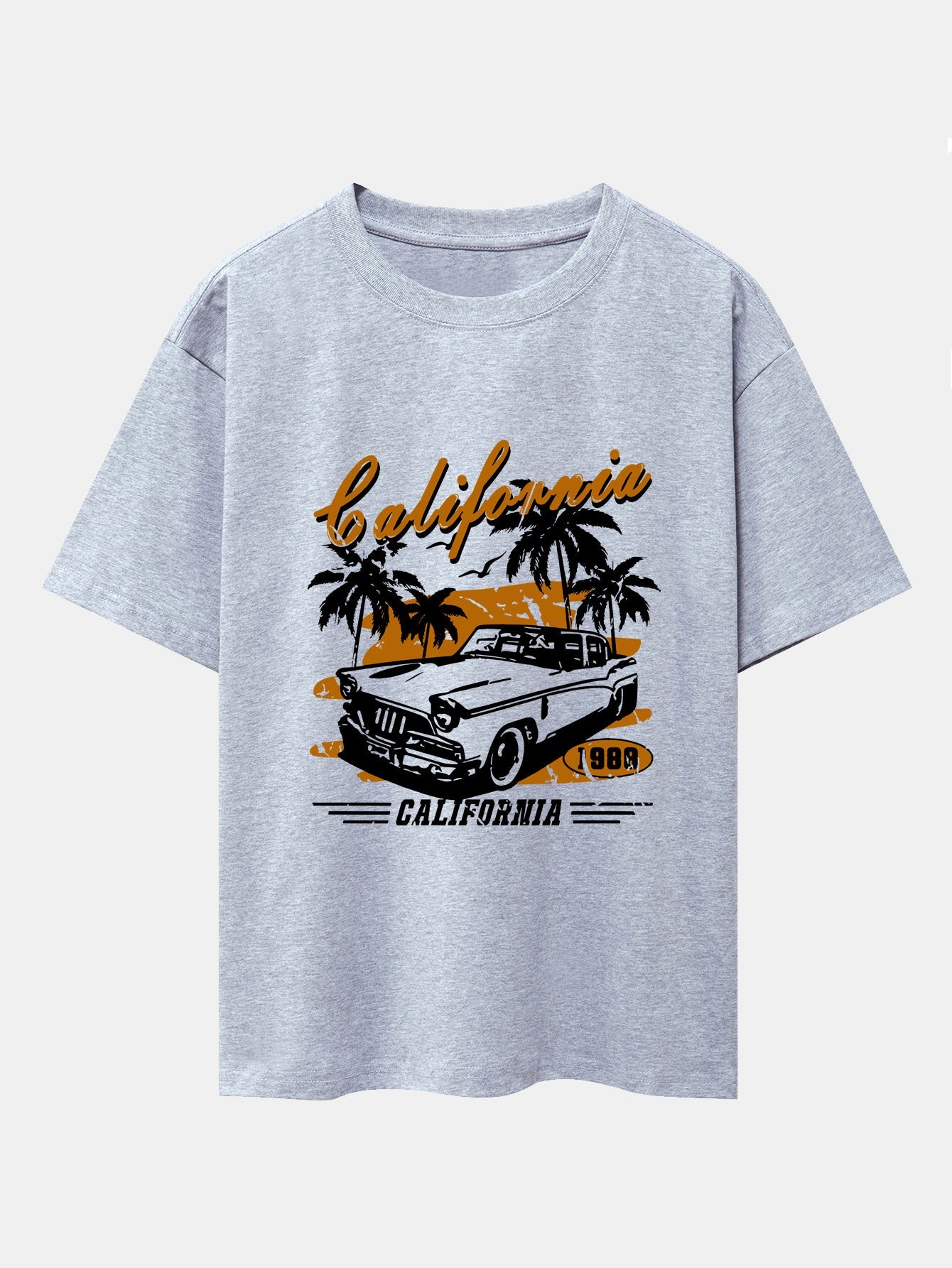California Car Print Drop Shoulder Oversize T-Shirt