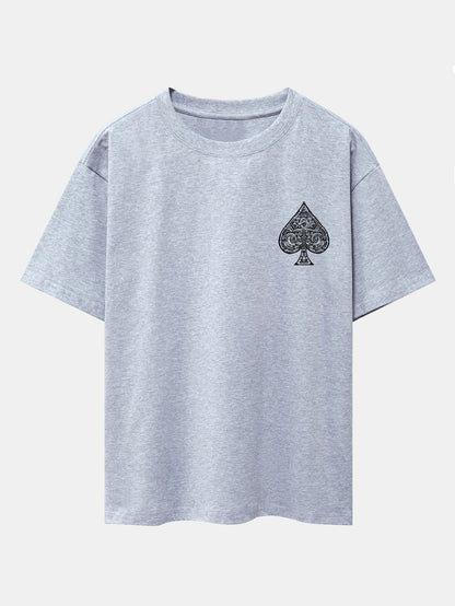 Ace Of Spades Print Drop Shoulder Oversize T-Shirt