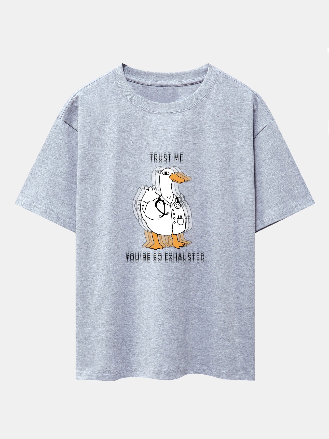 Funny Doctor Goose Print Drop Shoulder Oversize T-Shirt