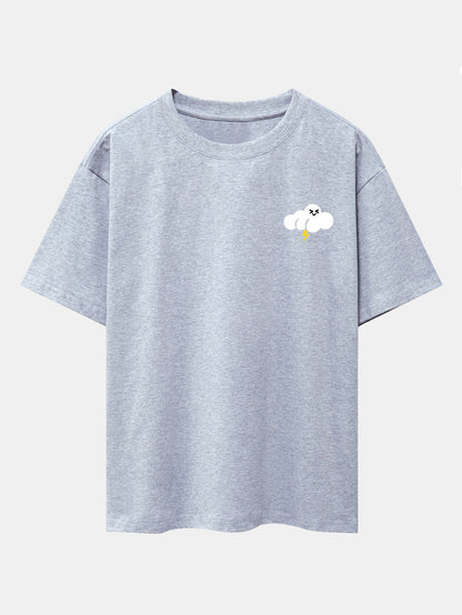 Thundercloud Print Drop Shoulder Oversize T-Shirt