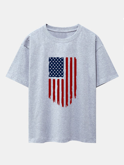 American Flag Print Drop Shoulder Oversize T-Shirt