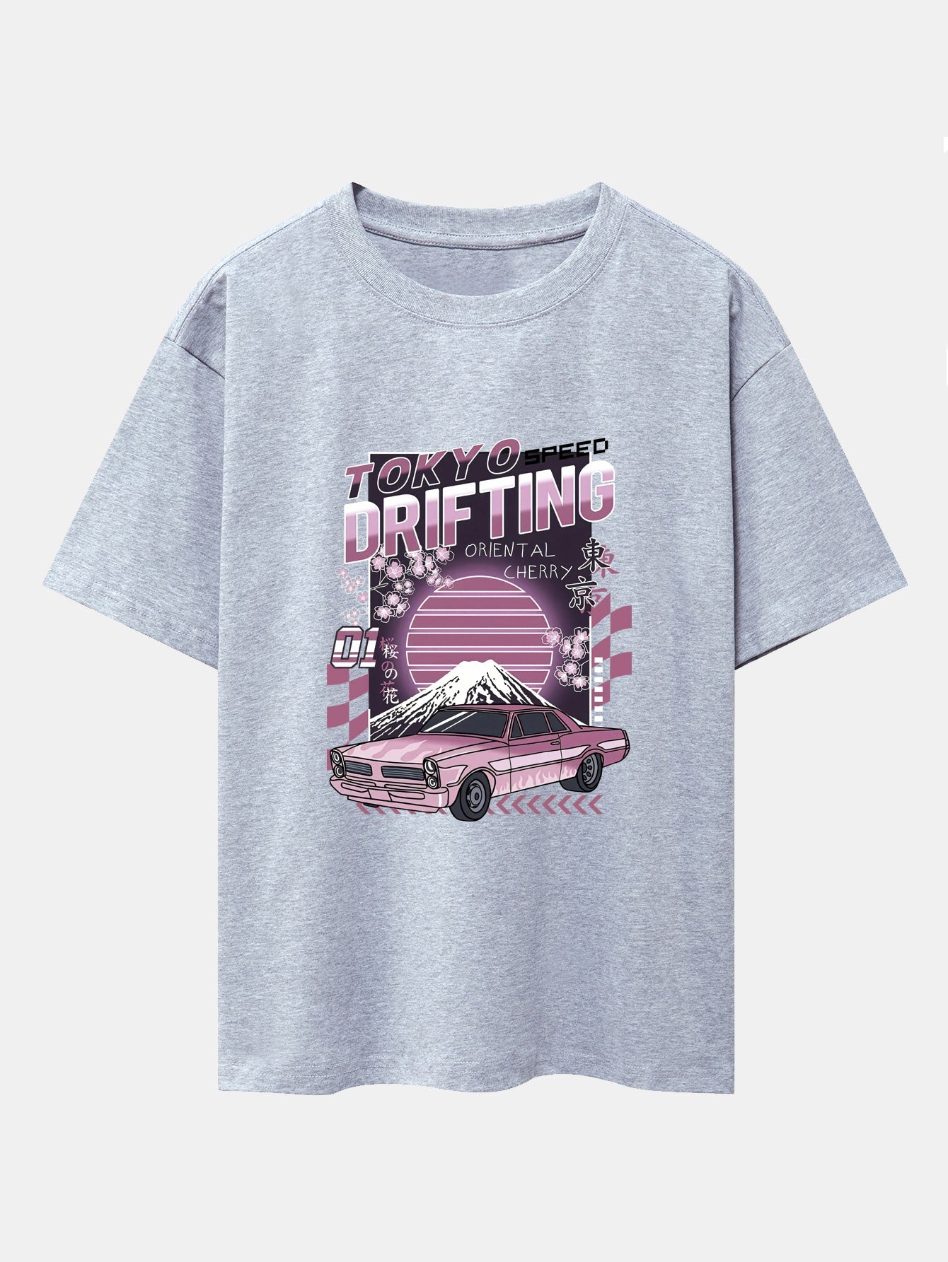 Tokyo Speed Car Print Drop Shoulder Oversize T-Shirt