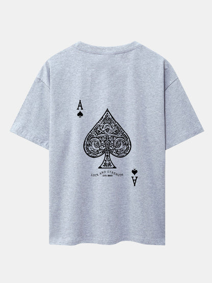 Ace Of Spades Print Drop Shoulder Oversize T-Shirt