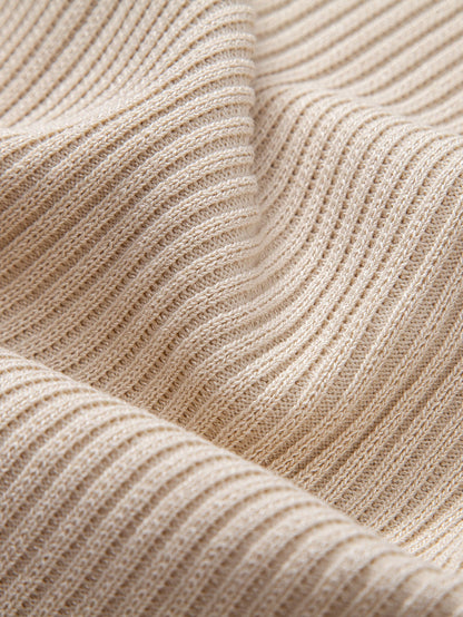 Ribbed Crew Neck Sweater Knitted T-Shirt