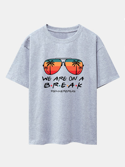 Sunglasses Palm Tree Print Drop Shoulder Oversize T-Shirt