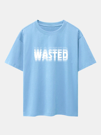 Wasted Print Drop Shoulder Oversize T-Shirt