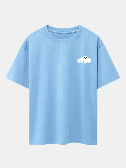 Thundercloud Print Drop Shoulder Oversize T-Shirt