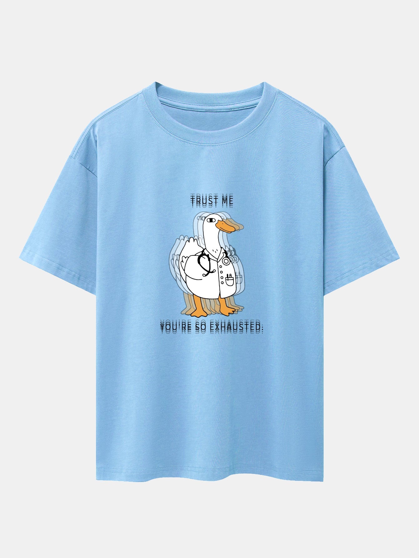 Funny Doctor Goose Print Drop Shoulder Oversize T-Shirt