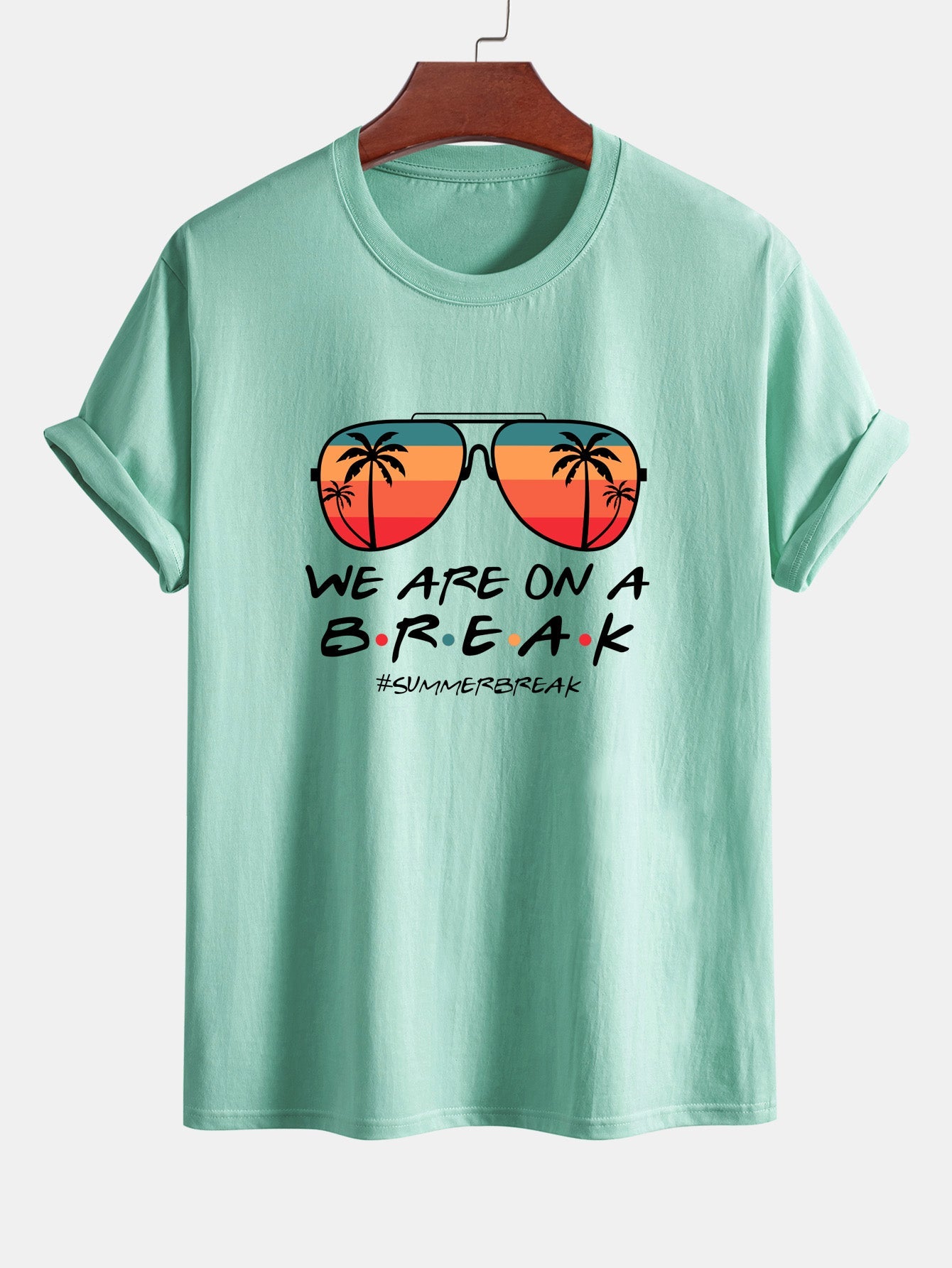 Regular Fit Sunglasses Palm Tree Print Cotton T-Shirt