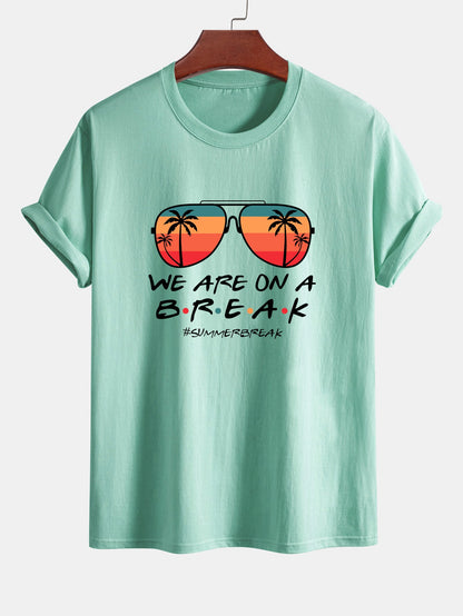 Regular Fit Sunglasses Palm Tree Print Cotton T-Shirt