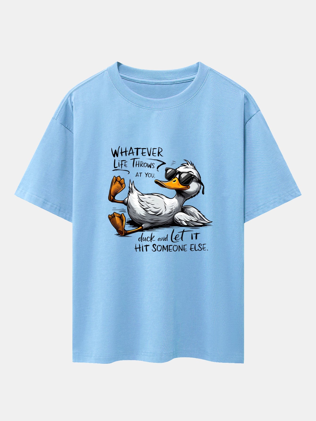 Sunglasses Goose Print Drop Shoulder Oversize T-Shirt