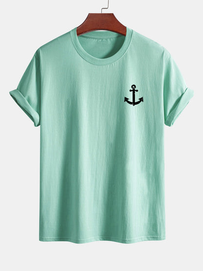 Regular Fit Anchor Print Cotton T-Shirt