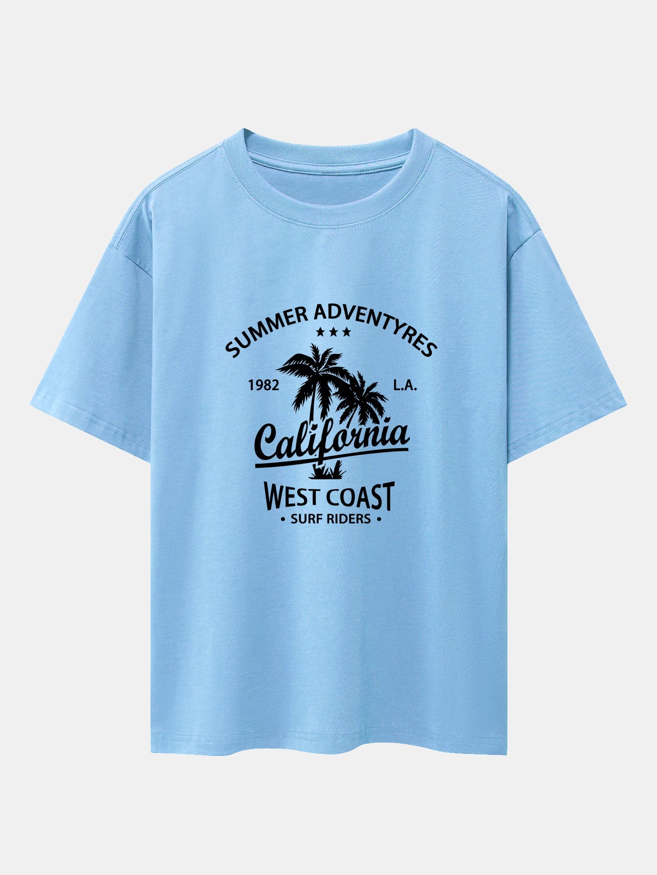 California Palm Tree Print Drop Shoulder Oversize T-Shirt