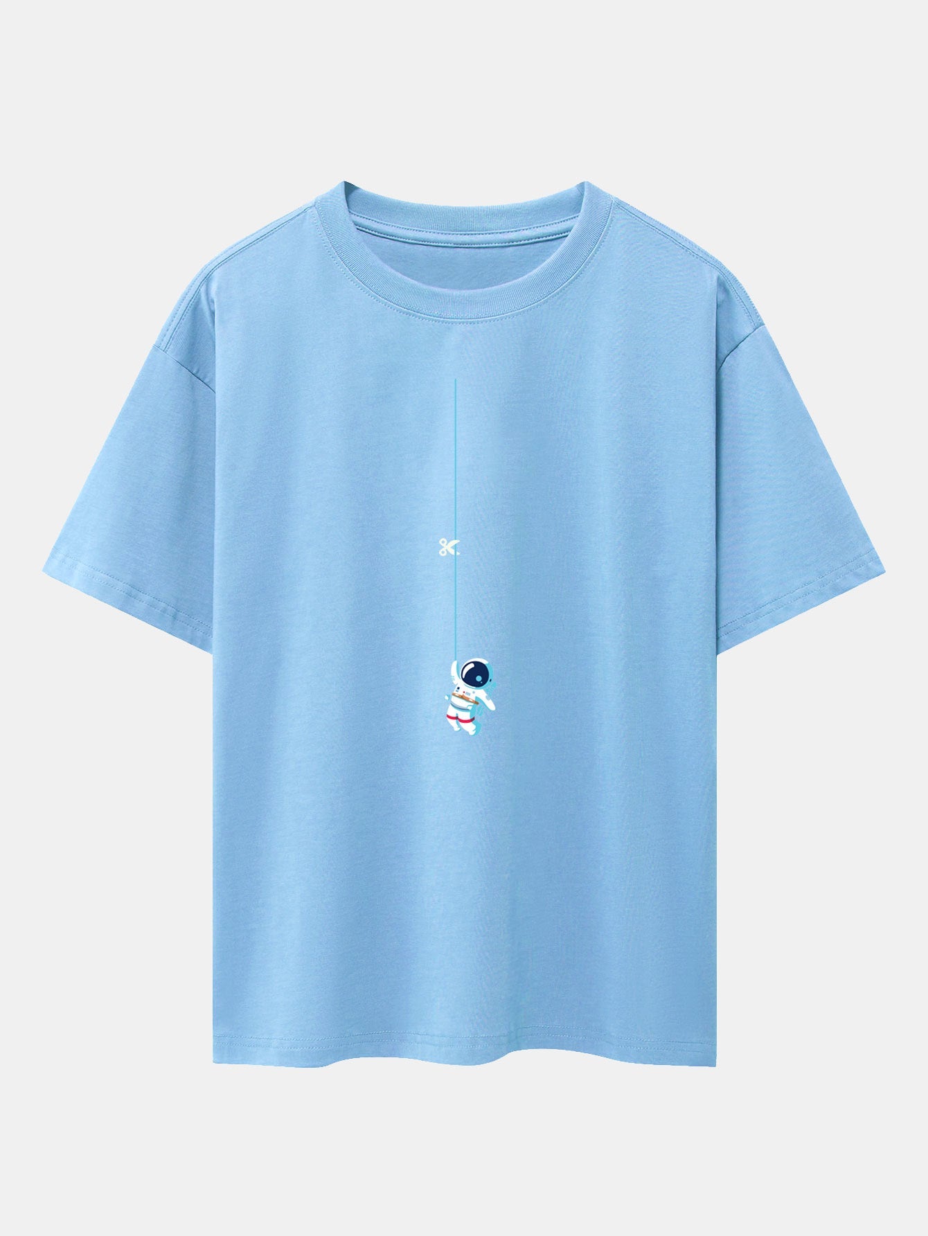 Astronaut On A Rope Print Drop Shoulder Oversize T-Shirt