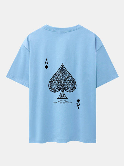 Ace Of Spades Print Drop Shoulder Oversize T-Shirt