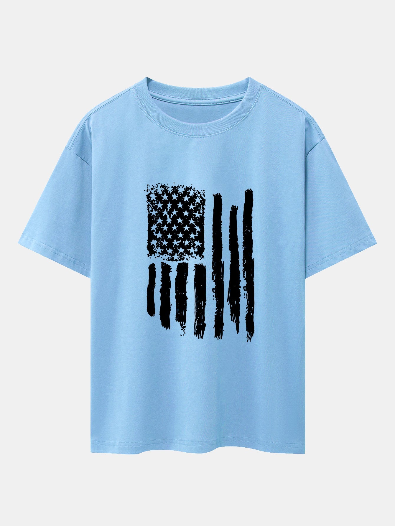 American Flag Print Drop Shoulder Oversize T-Shirt