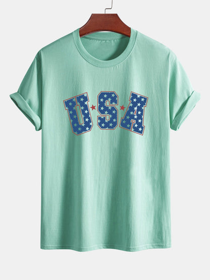 Regular Fit USA Print Cotton T-Shirt