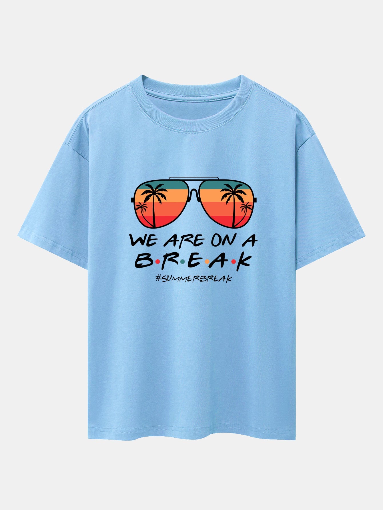 Sunglasses Palm Tree Print Drop Shoulder Oversize T-Shirt